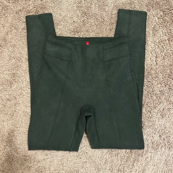 Spanx Olive Green Faux Suede Leggings XS - Picture 2 of 5